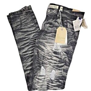 Evolution In Design Jeans Mens Size 38x32 Distressed Slim Wash Black/Gray